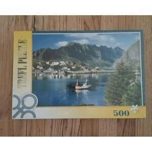 Trefl Jigsaw Puzzle NEW SEALED Mountain Water & Boat Coastal Scenery Vintage